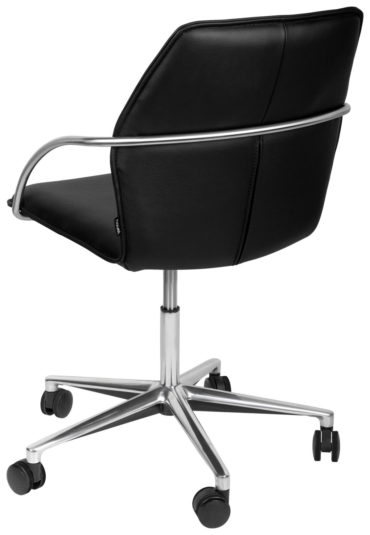 DREHSTUHL  in Schwarz, Edelstahlfarben  - Chromfarben/Edelstahlfarben, Design, Leder/Kunststoff (56,5/82-94/60cm) - Novel