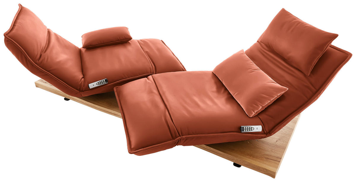 2-SITZER-SOFA in Echtleder Orange  - Eichefarben/Schwarz, Natur, Leder/Holz (240/63/115cm) - Koinor