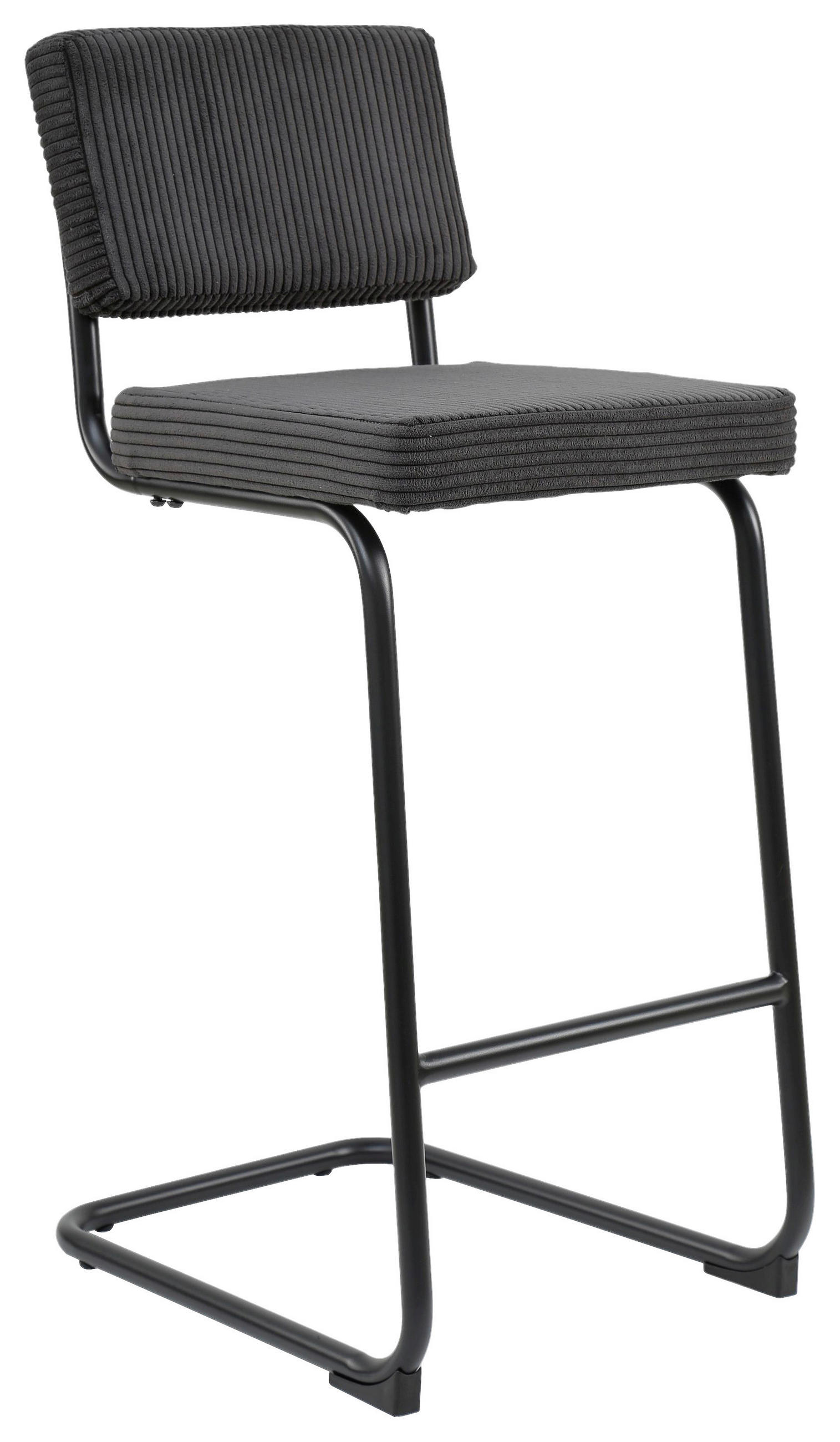 BARHOCKER Cord Anthrazit, Schwarz Eisen Stoffauswahl, Typenauswahl  - Anthrazit/Schwarz, Design, Textil/Metall (45/105/54cm) - home24
