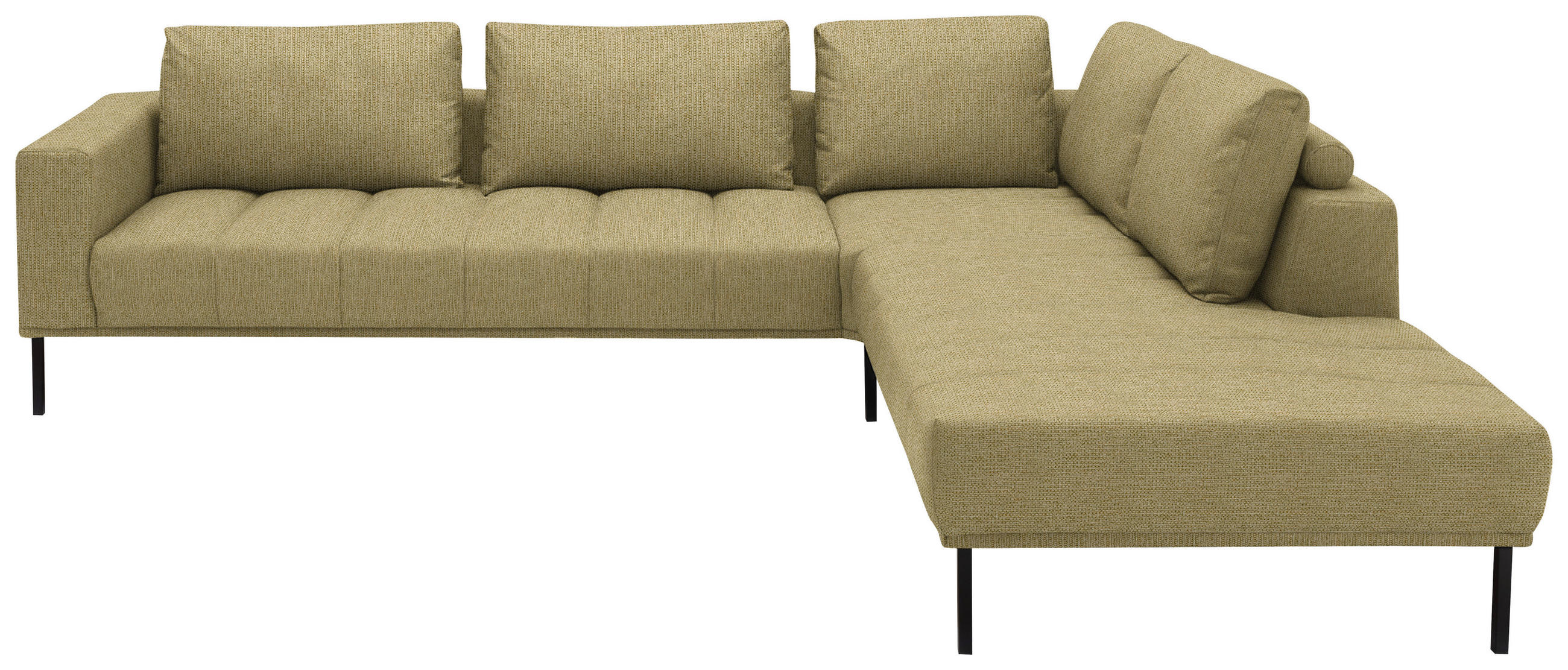 ECKSOFA  in Flachgewebe Grün, Goldfarben  308/270 cm  - Goldfarben/Schwarz, Design, Textil/Metall (308/270cm) - Pure Home Lifestyle