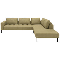 ECKSOFA  in Flachgewebe Grün, Goldfarben  308/270 cm  - Goldfarben/Schwarz, Design, Textil/Metall (308/270cm) - Pure Home Lifestyle