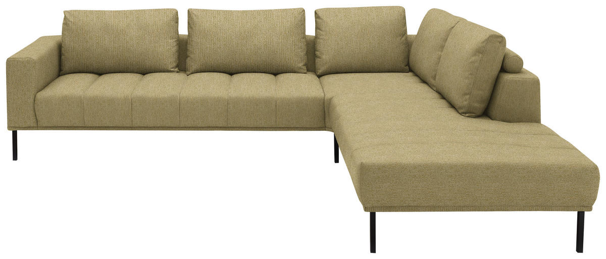 ECKSOFA  in Flachgewebe Grün, Goldfarben  308/270 cm  - Goldfarben/Schwarz, Design, Textil/Metall (308/270cm) - Pure Home Lifestyle