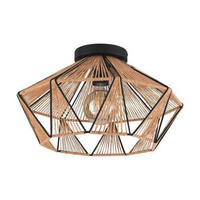 DECKENLEUCHTE  44,5/26 cm    - Schwarz/Naturfarben, Natur, Textil/Metall (44,5/26cm)