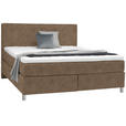 BOXSPRINGBETT 200/200 cm  in Braun  - Chromfarben/Braun, KONVENTIONELL, Kunststoff/Textil (200/200cm) - Voleo