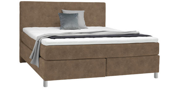 BOXSPRINGBETT 160/200 cm  in Braun  - Chromfarben/Braun, KONVENTIONELL, Kunststoff/Textil (160/200cm) - Voleo