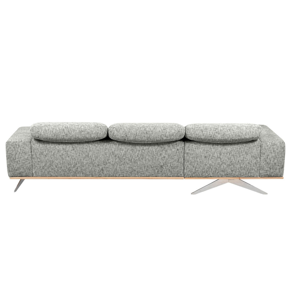 ECKSOFA PORTLAND Grau Struktur Kopfteilverstellung  - Chromfarben/Naturfarben, Design, Holz/Textil (187/295cm) - Livetastic