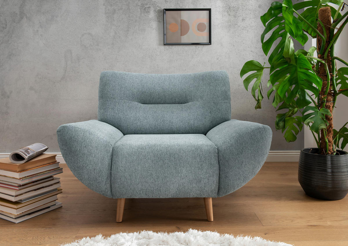 SESSEL in Chenille Blau  - Wildeiche/Blau, Modern, Holz/Textil (111/81/90cm) - MID.YOU