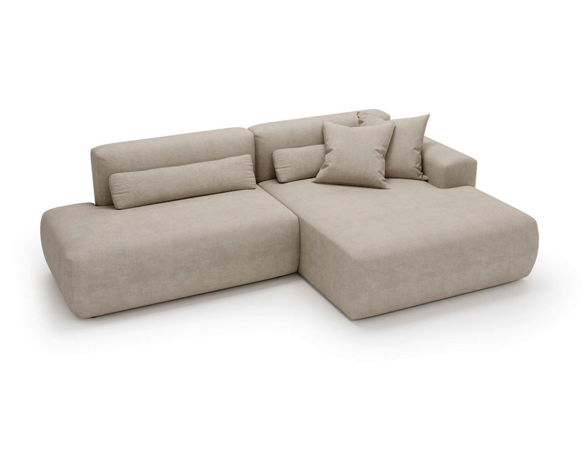ECKSOFA REVE in Chenille Beige  284/160 cm  - Beige/Schwarz, Design, Kunststoff/Textil (284/160cm) - Livetastic