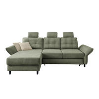 ECKSOFA in Chenille Dunkelgrün  - Dunkelgrün/Beige, Modern, Holz/Textil (176/250-280cm) - Livetastic