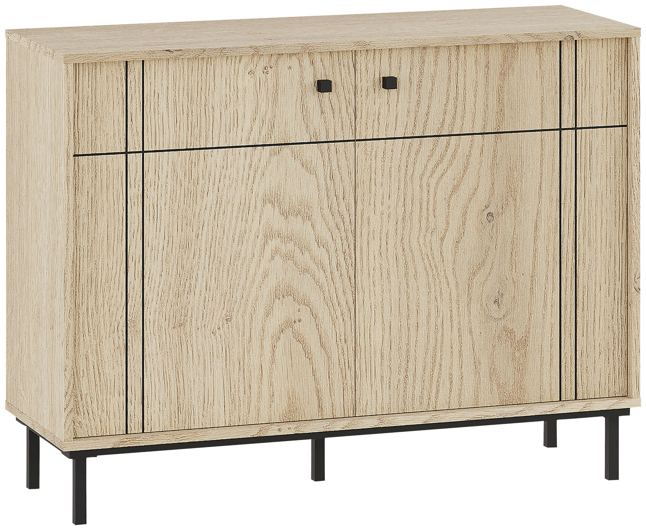 KOMMODE  in 81,8/108/37 cm  - Eichefarben/Schwarz, MODERN, Holzwerkstoff/Kunststoff (81,8/108/37cm) - Carryhome