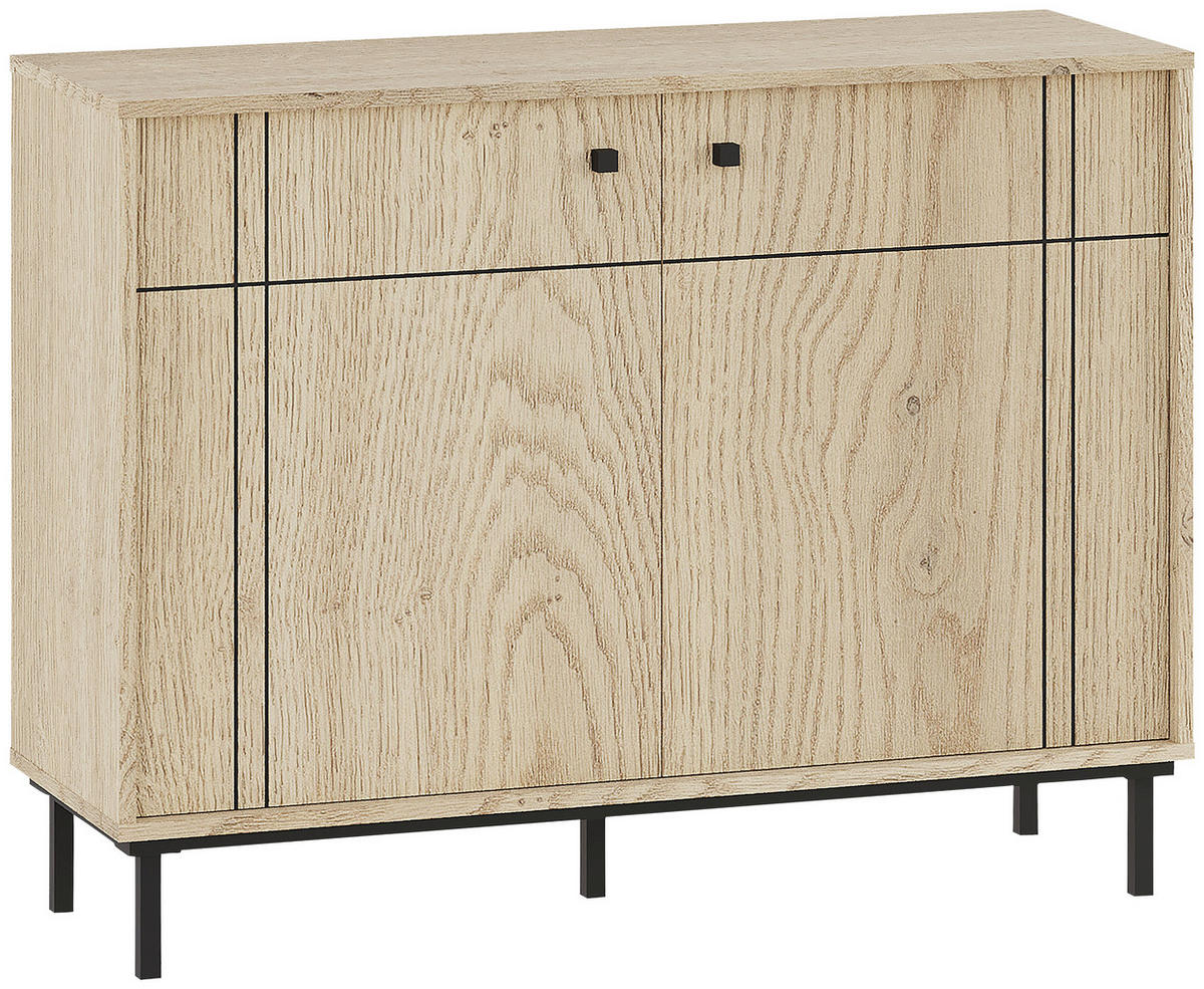 KOMMODE 81,8/108/37 cm  in Eichefarben  - Eichefarben/Schwarz, Modern, Holzwerkstoff/Kunststoff (81,8/108/37cm) - Carryhome