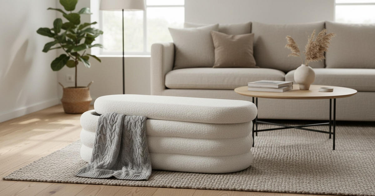 TRUHENBANK in Holz, Textil 120/42/42 cm  - Weiß, LIFESTYLE, Holz/Textil (120/42/42cm) - Xora