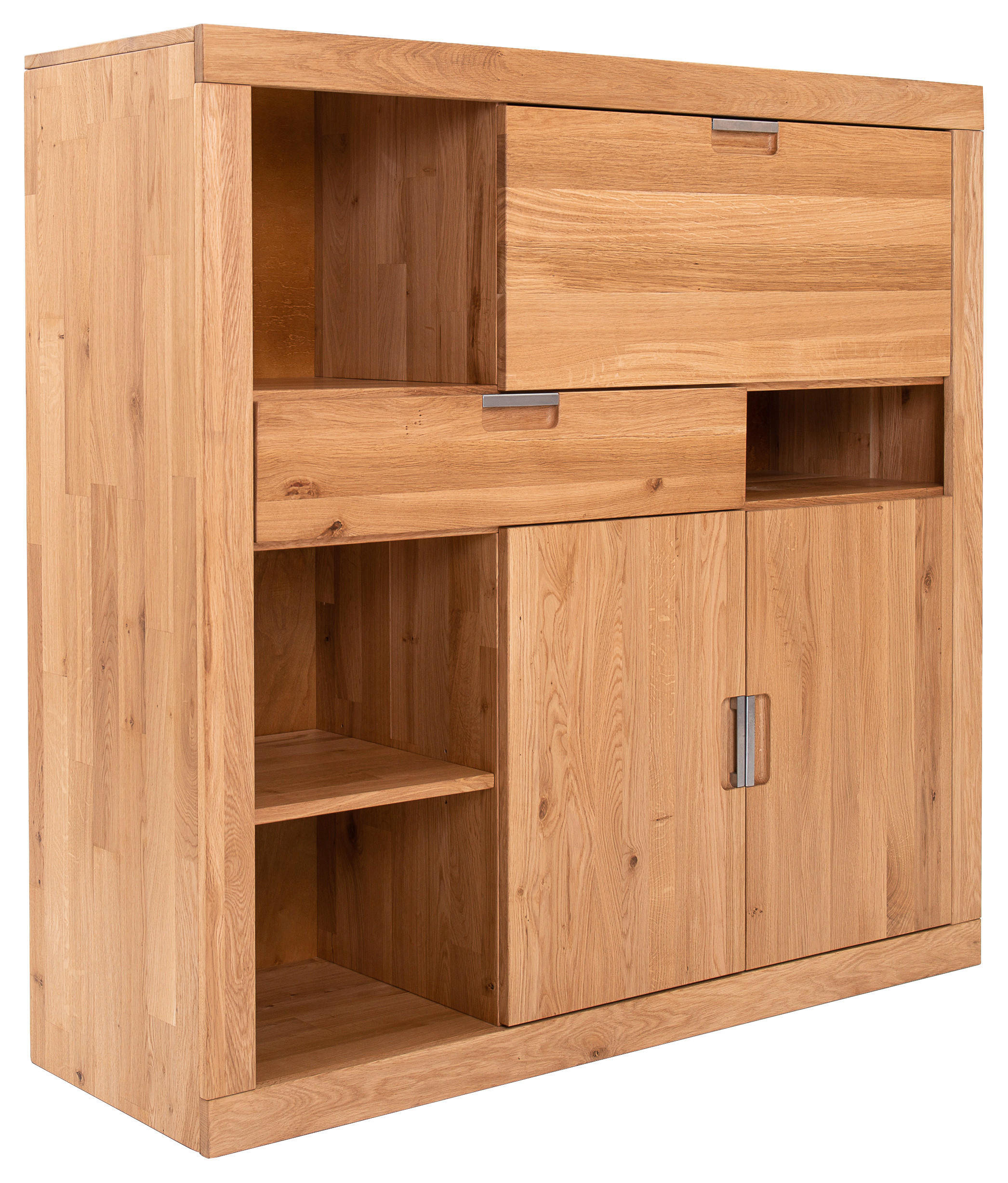 HIGHBOARD  in 132/126/42 cm  - Wildeiche/Alufarben, Natur, Holz (132/126/42cm) - Carryhome