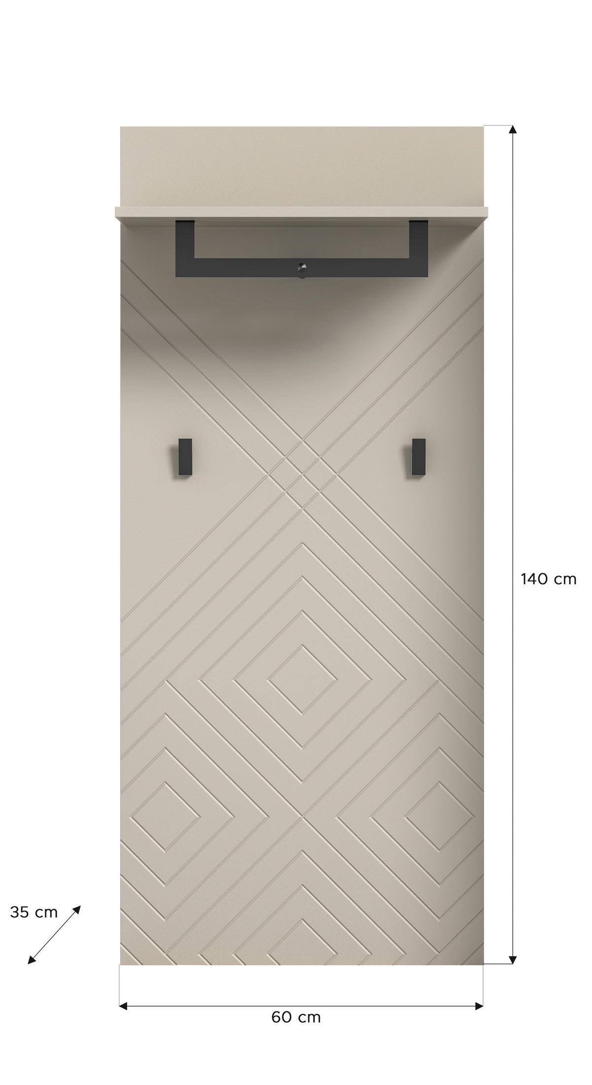 GARDEROBNI PANEL - Design, leseni material (60/140/35cm) - MID.YOU