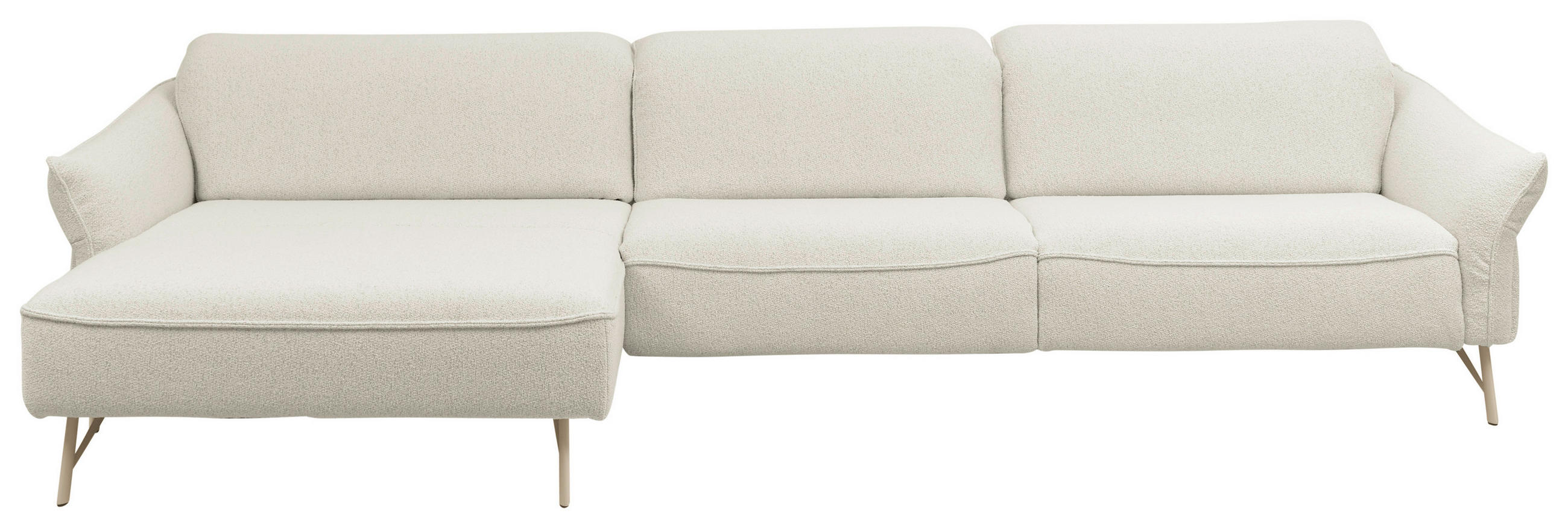 ECKSOFA Creme Chenille Rücken echt  - Beige/Creme, Design, Textil/Metall (165/329cm) - Johann Jakob