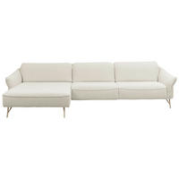 ECKSOFA Creme Chenille Rücken echt  - Beige/Creme, Design, Textil/Metall (165/329cm) - Johann Jakob