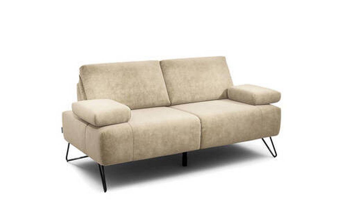 2-SITZER-SOFA in Samt Naturfarben  - Schwarz/Naturfarben, Design, Textil/Metall (164-194/85/86-94cm) - SENSOO
