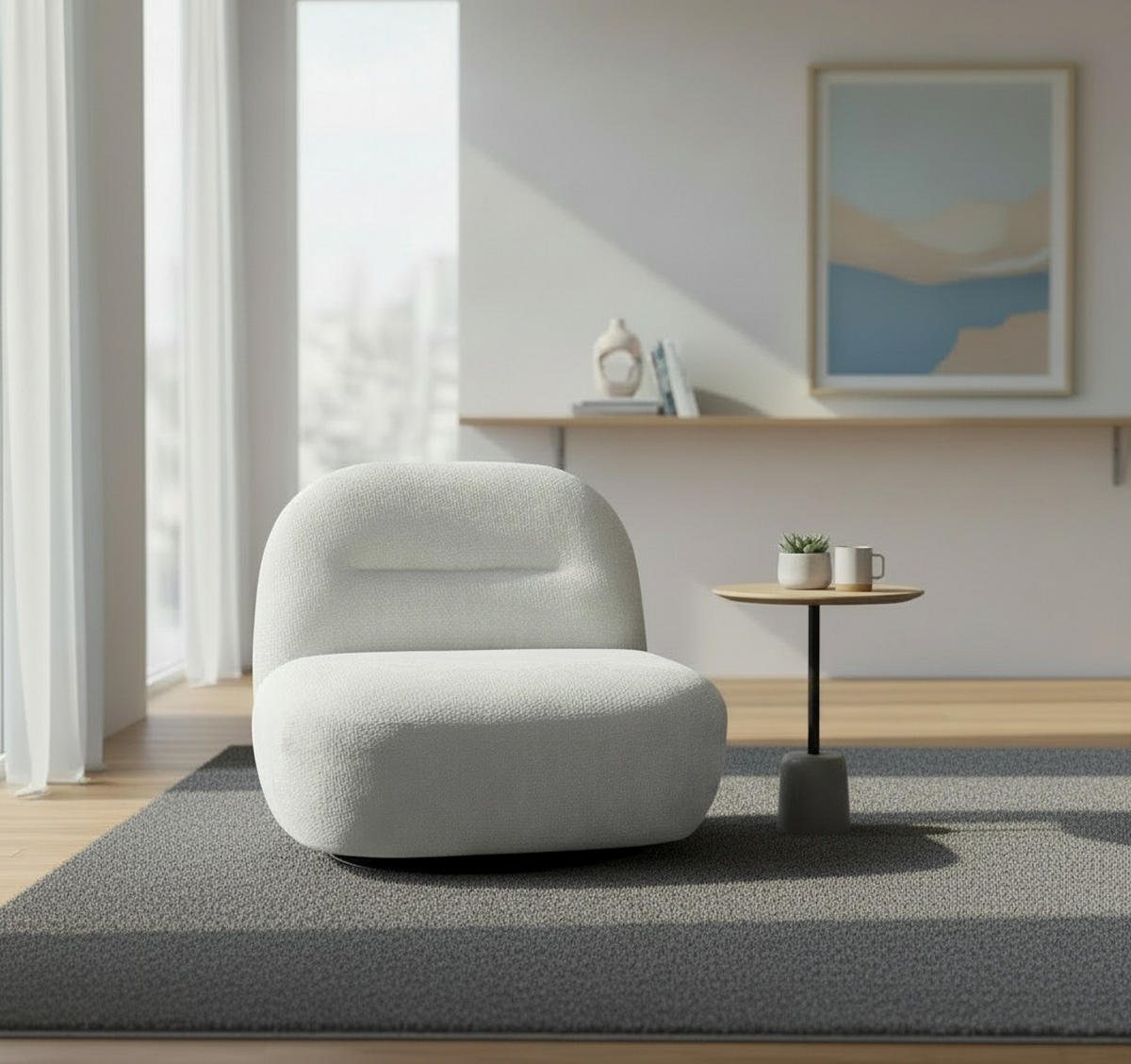 SESSEL in Struktur Weiß  - Schwarz/Weiß, Basics, Textil/Metall (85/74/85cm) - Livetastic