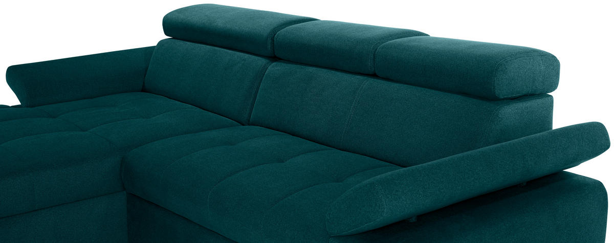 ECKSOFA in Velours Dunkelgrün  - Dunkelgrün/Silberfarben, Design, Holz/Textil (183/292cm) - Livetastic