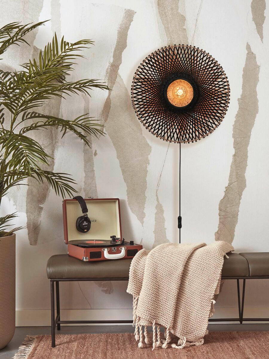 VÄGGLAMPA GOOD&MOJO  87/20/87 cm   - svart/naturfärgad, Trend (87/20/87cm) - Good & Mojo