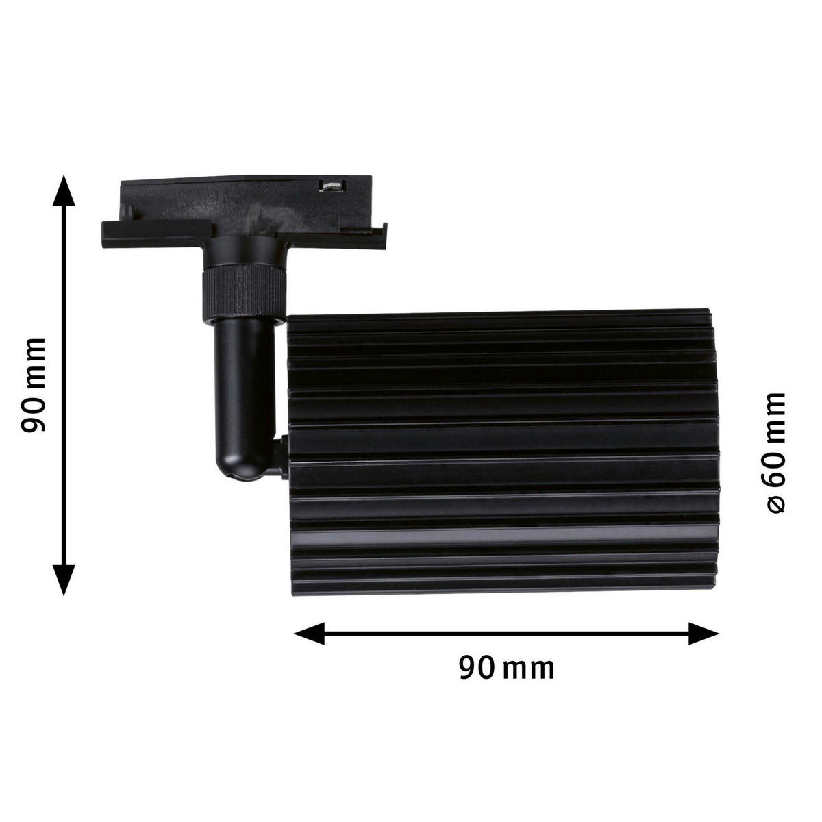 SCHIENENSYSTEM-STRAHLER URail 6,0/17,0 cm  - Schwarz, Design, Metall (6,0/17,0cm) - Paulmann