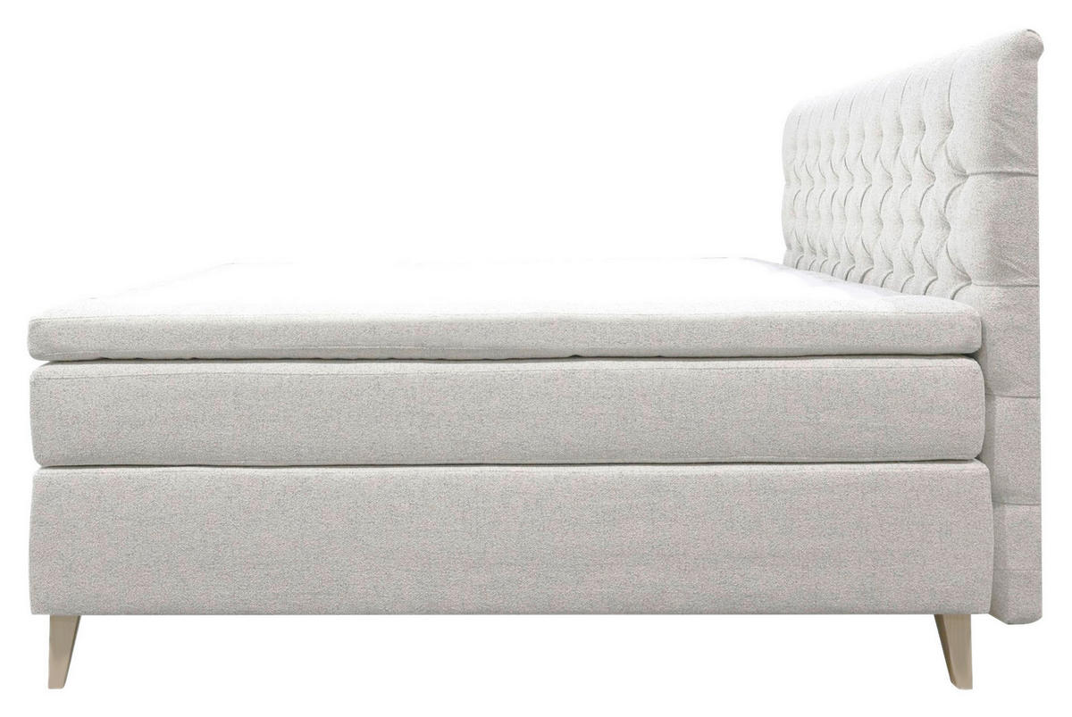 KONTINENTALSÄNG 180/200 cm  i cremefärgad  - beige/naturfärgad, Klassisk, metall/trä (180/200cm) - Cassando