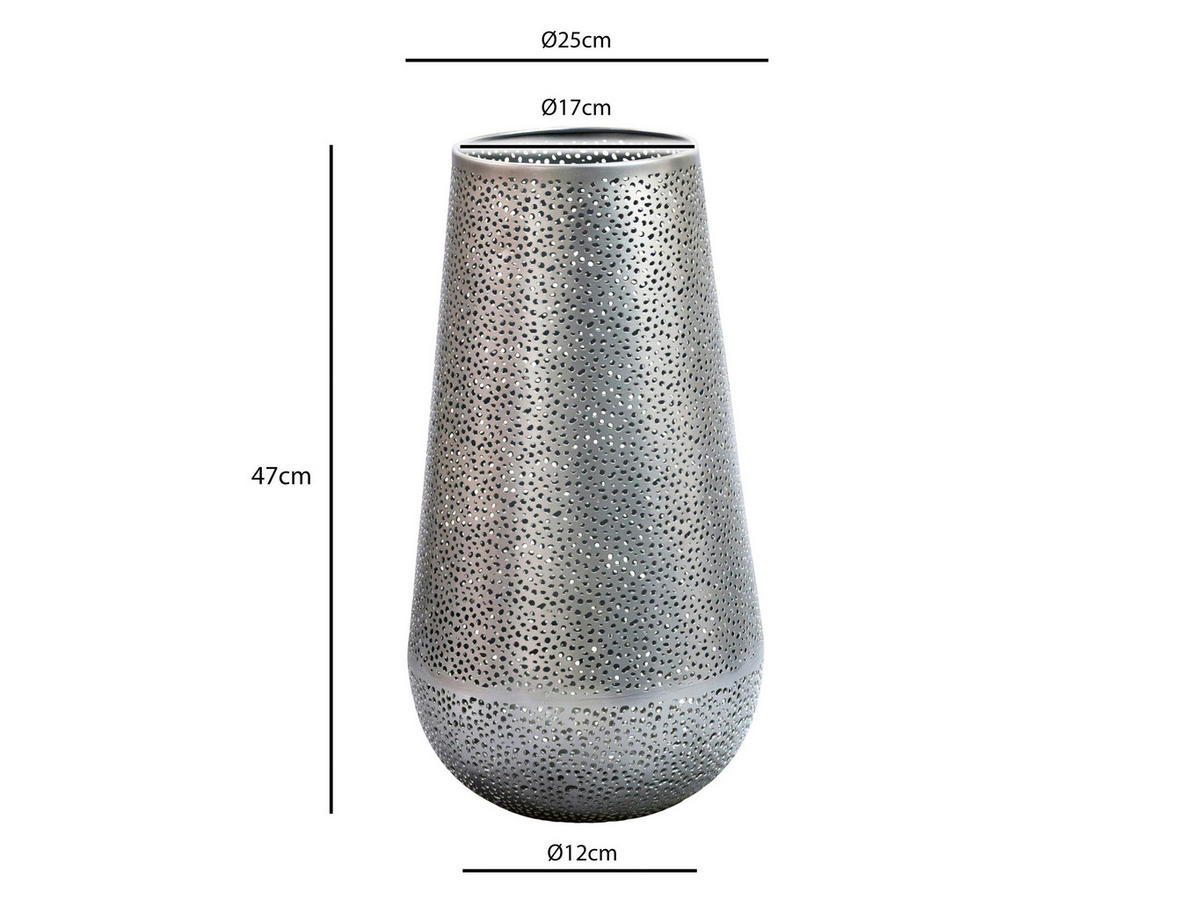 DEKOVASE  - Silberfarben, Design, Metall (25/47/25cm) - Livetastic