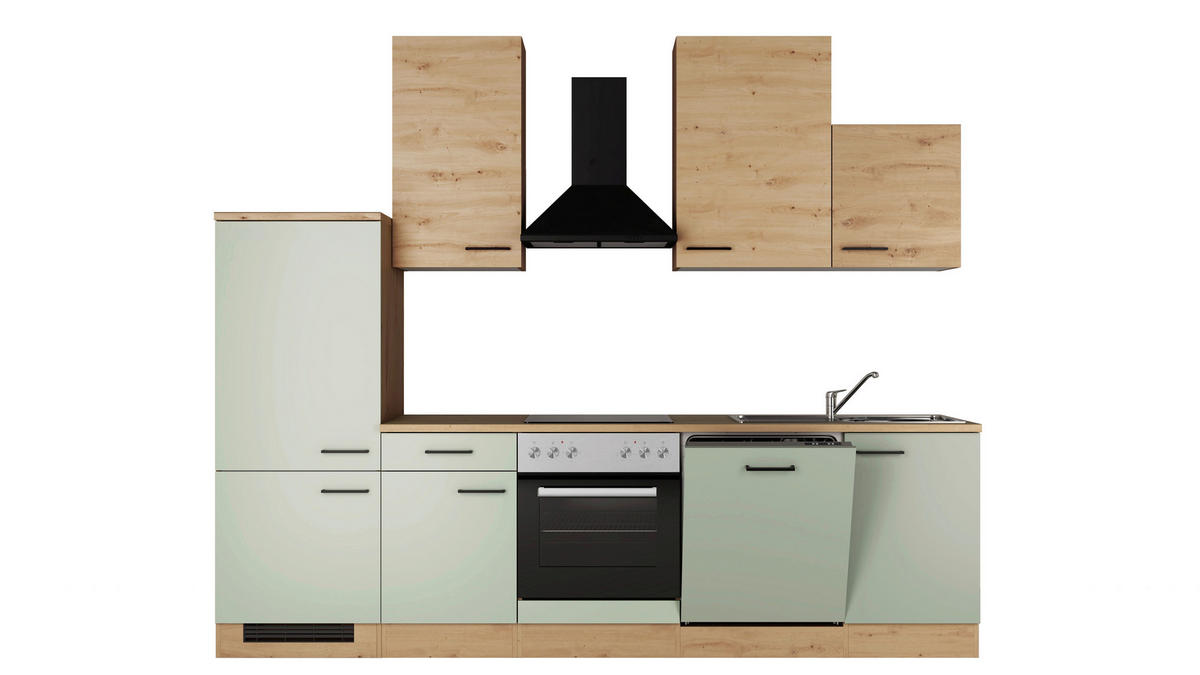 KUCHYNSKÝ BLOK 280 cm - čierna/trstinovozelená, Trend, kov/kompozitné drevo (280cm) - FlexWell
