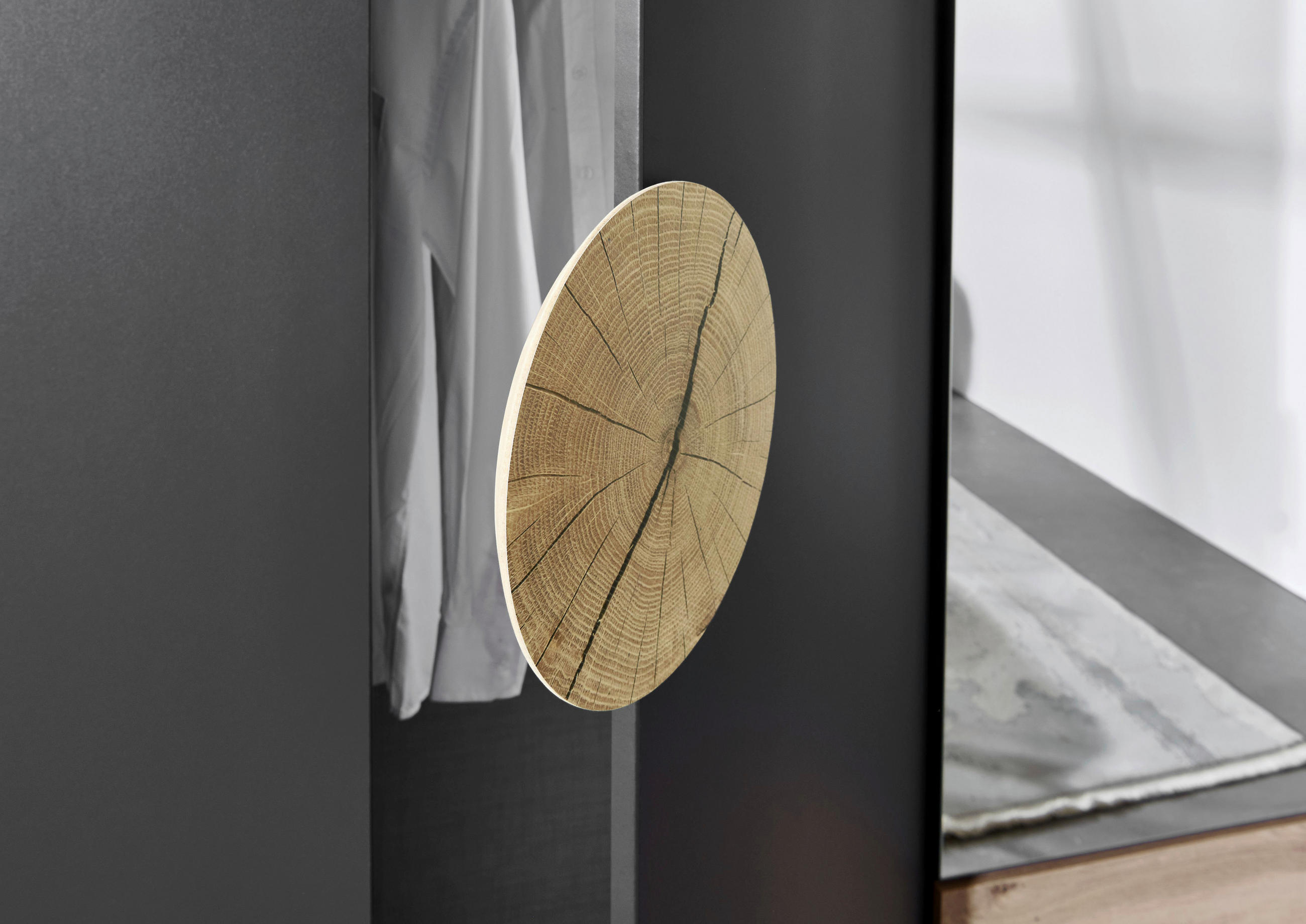 KLEIDERSCHRANK 270/210/58 cm 6-türig Graphitfarben, Eichefarben - Eichefarben/Graphitfarben, Design, Glas/Holzwerkstoff (270/210/58cm) - MID.YOU