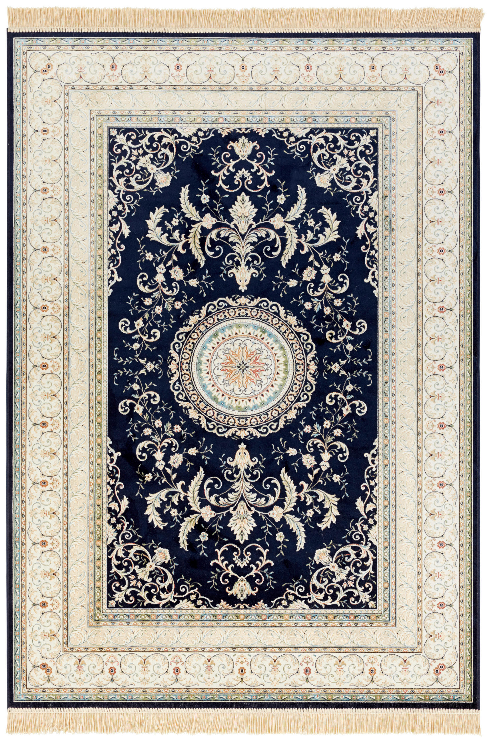 VINTAGE-TEPPICH 95/140 cm Naveh Creme, Dunkelblau  - Creme/Dunkelblau, Basics, Textil (95/140cm)