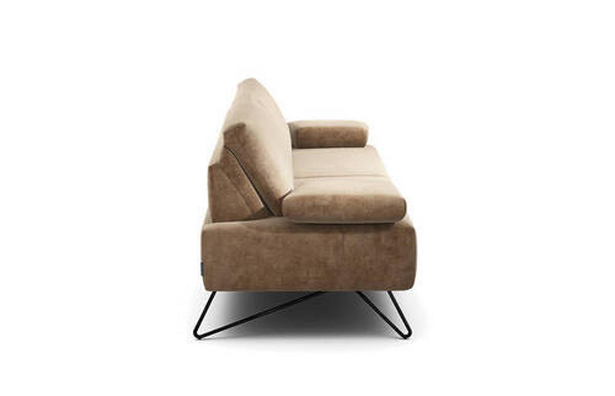 2,5-SITZER in Samt Sandfarben  - Sandfarben/Schwarz, Design, Textil/Metall (204-234/85/86-94cm) - SENSOO