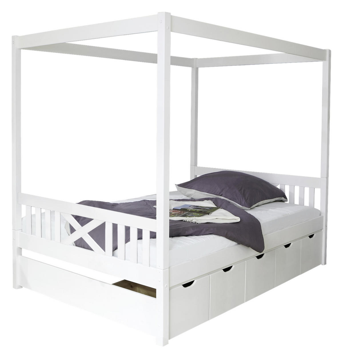 HIMMELBETT 140/200 cm  in Weiß  - Weiß, MODERN, Holz (140/200cm) - MID.YOU