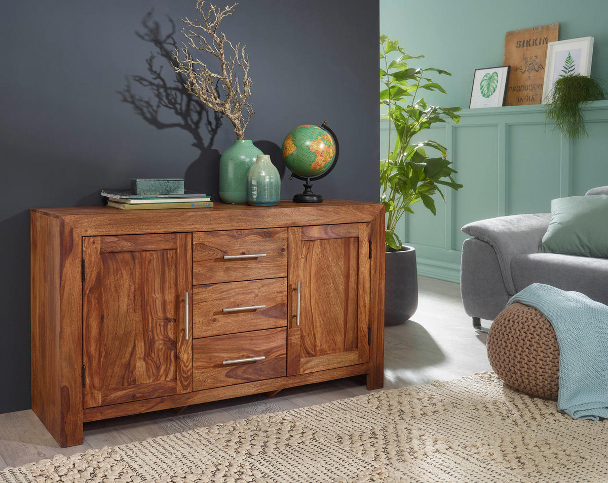 SIDEBOARD  in 118/70/40 cm  - Silberfarben/Sheeshamfarben, Design, Holz/Metall (118/70/40cm) - MID.YOU