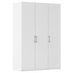 DREHTÜRENSCHRANK 151/223/61 cm,  in Weiß, 3-türig  - Edelstahlfarben/Weiß, Basics, Holzwerkstoff/Metall (151/223/61cm) - Novel