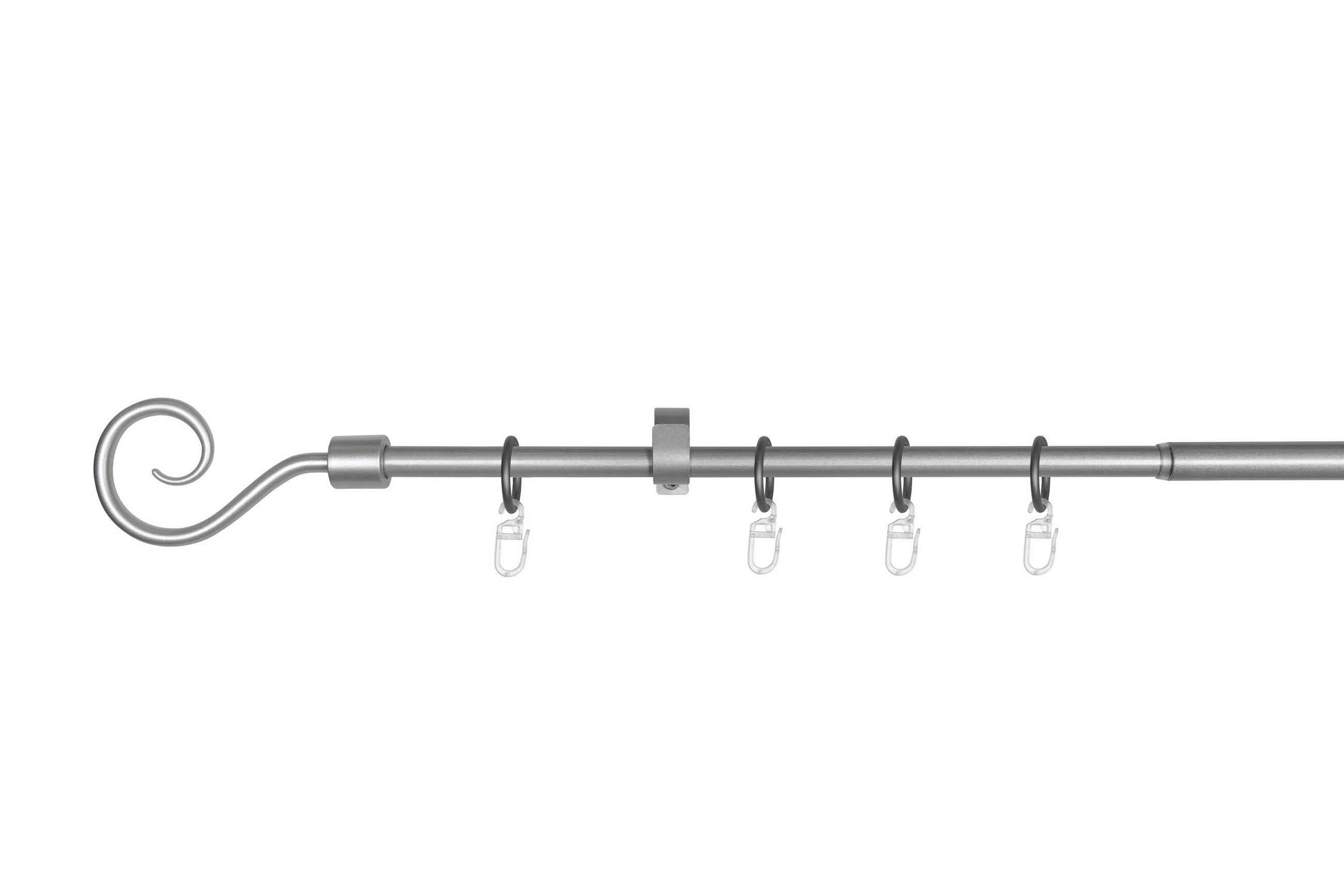 VORHANGSTANGENSET 130 cm  - Grau Hochglanz, Basics, Metall (130cm)