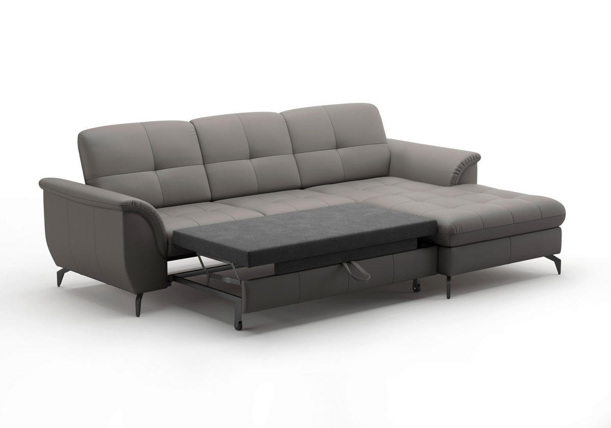 ECKSOFA in Vliesstoff Kombination Echtleder/Stoff Mokka  - Schwarz/Mokka, Modern, Leder/Textil (262/164cm) - Sit & More
