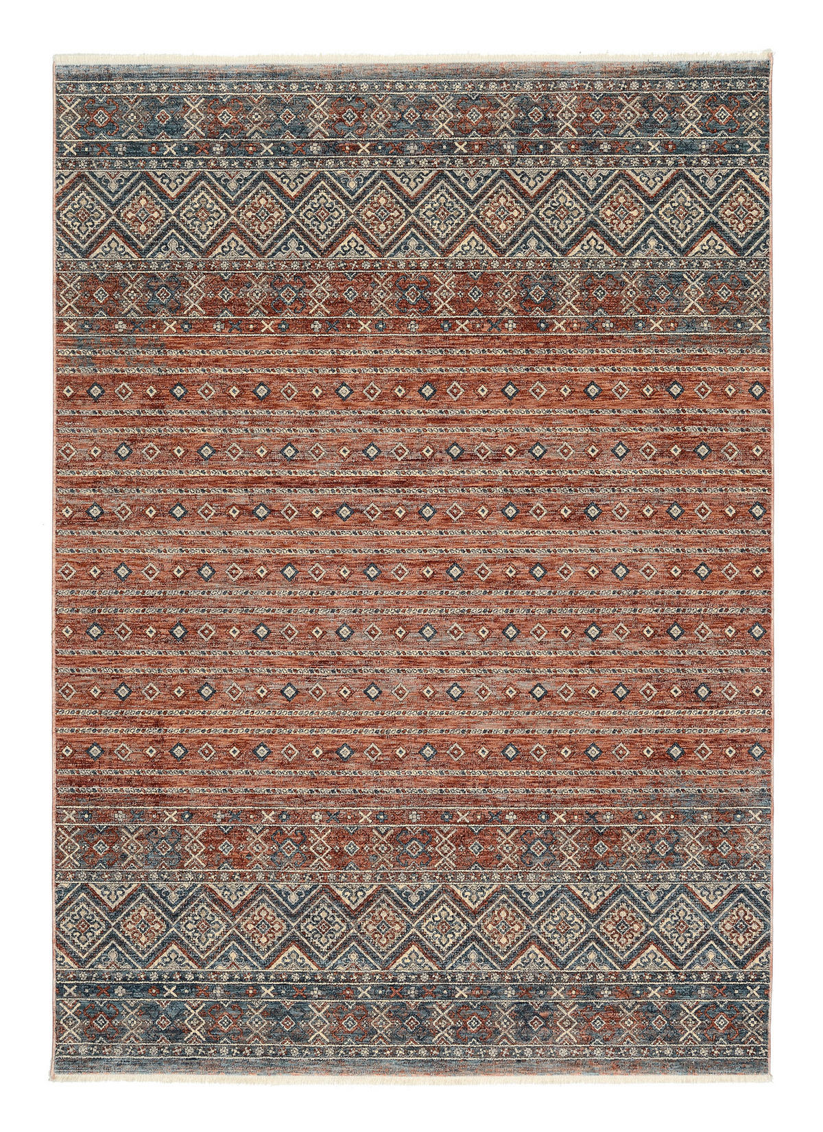 WEBTEPPICH 200/290 cm Korsika Blau, Terracotta  - Blau/Terracotta, Design, Textil (200/290cm) - Novel
