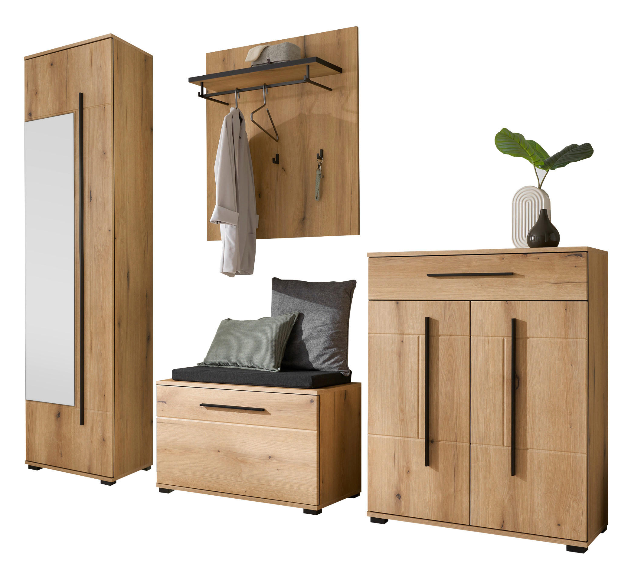 GARDEROBE 5-teilig  in 230/201/39 cm  - Eichefarben, MODERN, Holzwerkstoff (230/201/39cm) - MID.YOU