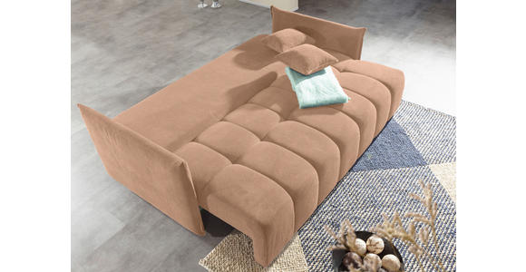 SCHLAFSOFA Plüsch Rosa  inkl. Zierkissen, Rückenkissen, Bettkasten, Schlaffunktion, Rücken echt, Liegefläche im Originalstoff  - Schwarz/Rosa, KONVENTIONELL, Kunststoff/Textil (200/73/105cm) - Carryhome
