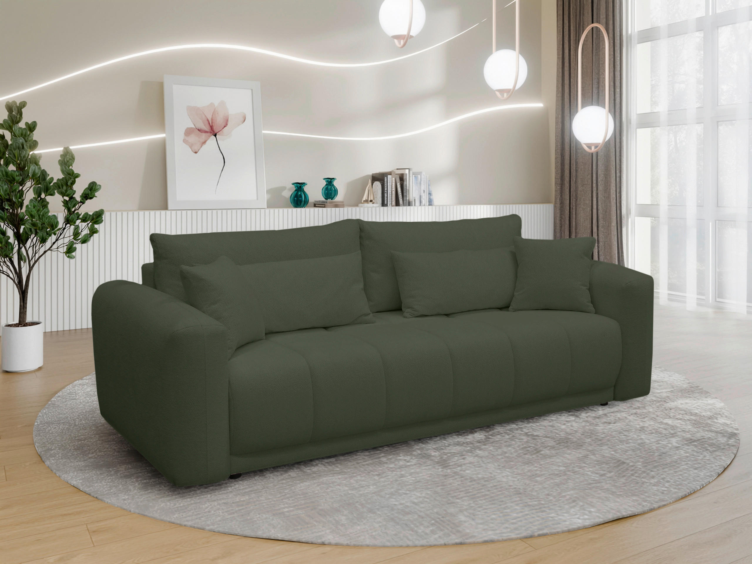 SCHLAFSOFA in Grün  - Schwarz/Grün, Design, Holz/Textil (245/90/117cm) - MID.YOU