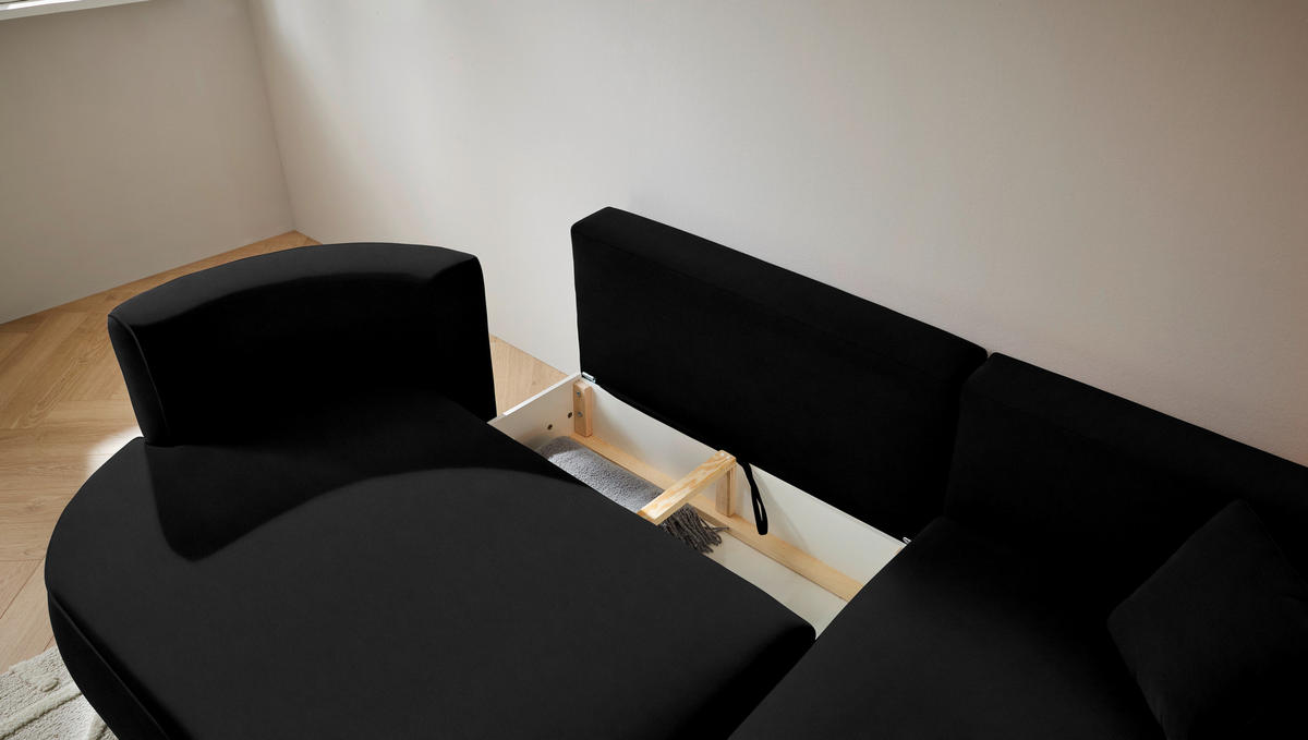 ECKSOFA in Webstoff Schwarz  - Schwarz/Grün, Modern, Kunststoff/Textil (284/183cm) - Welnova