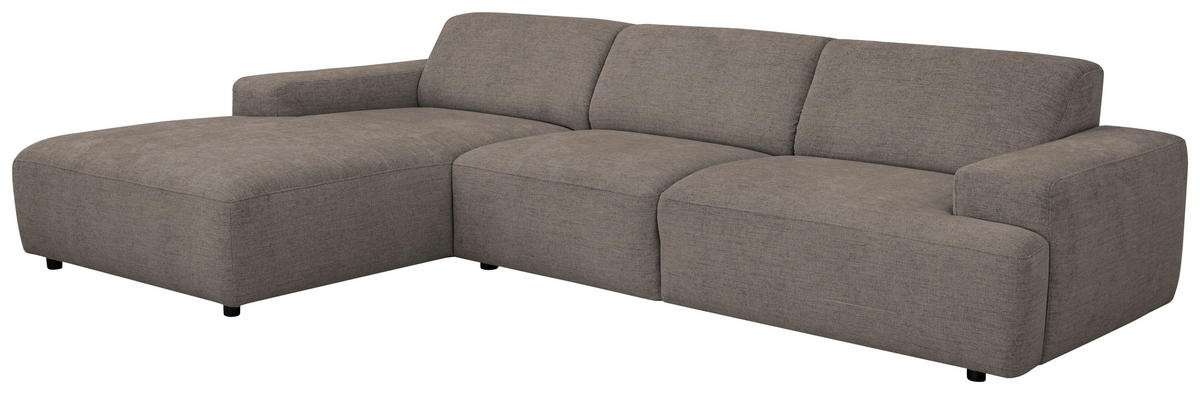 ECKSOFA 184/294 cm  in Flachgewebe Walnussfarben Rücken echt  184/294 cm  - Walnussfarben/Schwarz, KONVENTIONELL, Kunststoff/Textil (184/294cm) - Hom`in