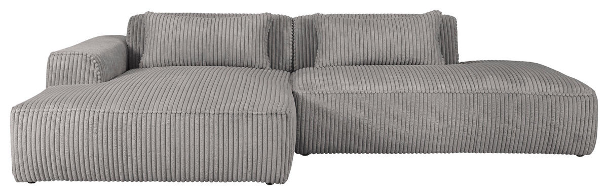 ECKSOFA BILLUND Grau Cord Nierenkissen  - Schwarz/Grau, KONVENTIONELL, Kunststoff/Textil (294/165cm) - Livetastic