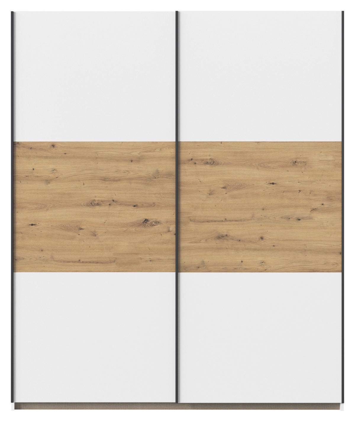 SCHWEBETÜRENSCHRANK in Weiss, Eiche Artisan  - Weiss/Eiche Artisan, Modern, Holzwerkstoff/Metall (175/210/59cm) - Rauch Möbel