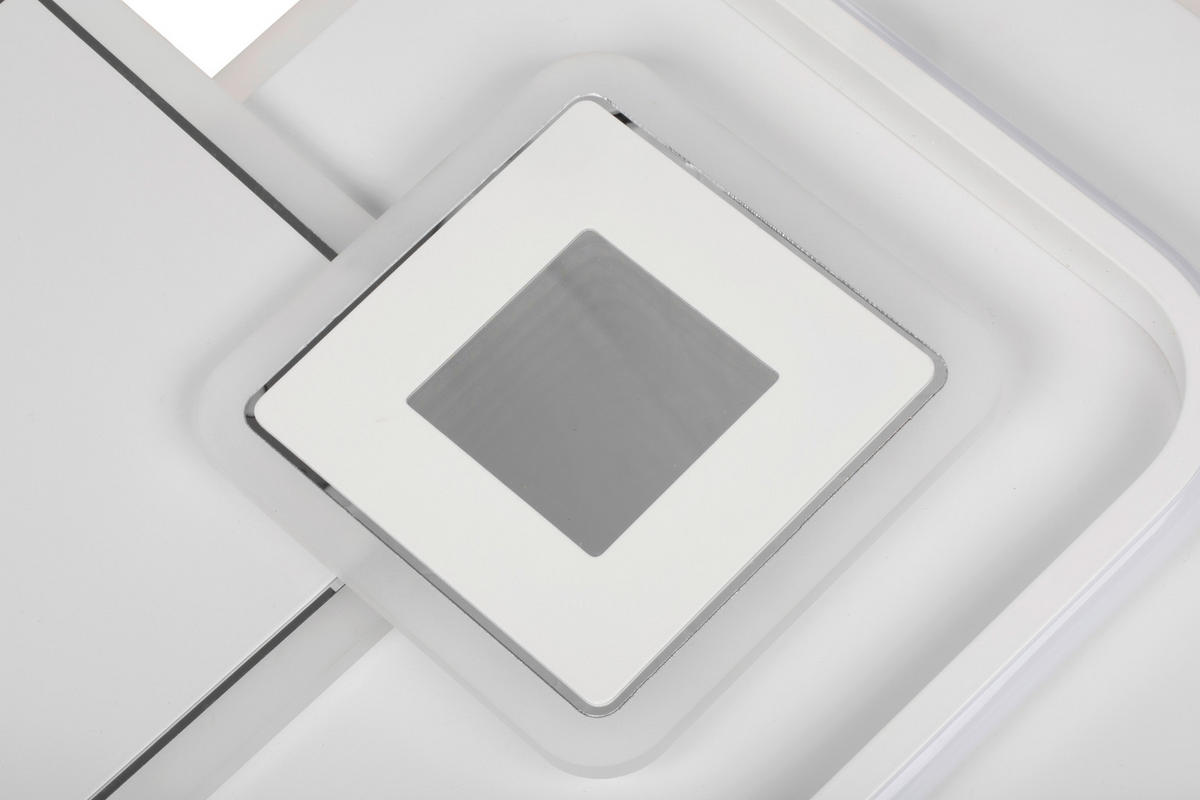 STROPNÉ LED SVIETIDLO, 50,3/50,3/6 cm - biela, Trend, kov/plast (50,3/50,3/6cm) - Novel
