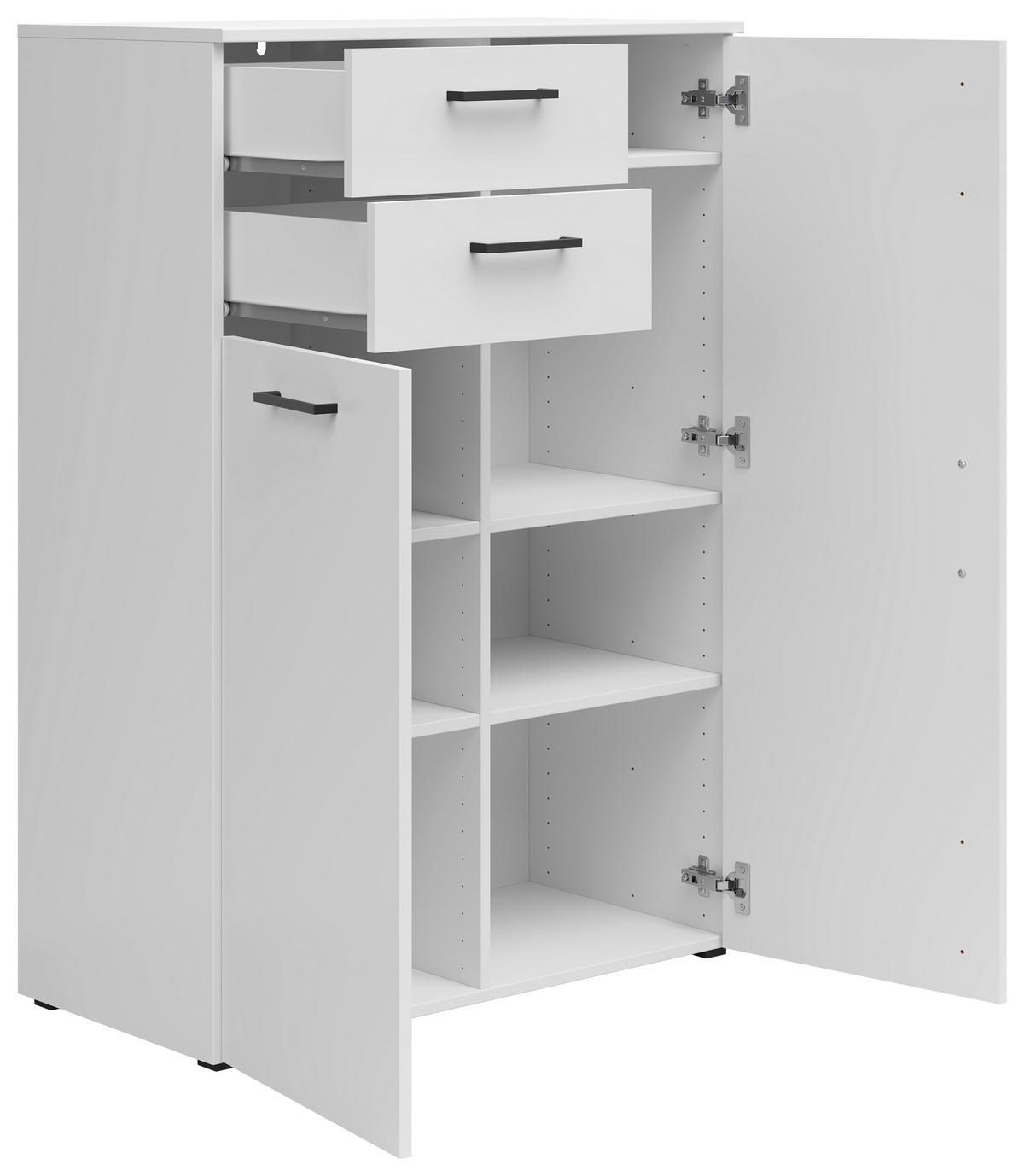 KOMODA   80/115/40 cm   bijela  - bijela/crna, Moderno, drvni materijal/plastika (80/115/40cm) - Carryhome