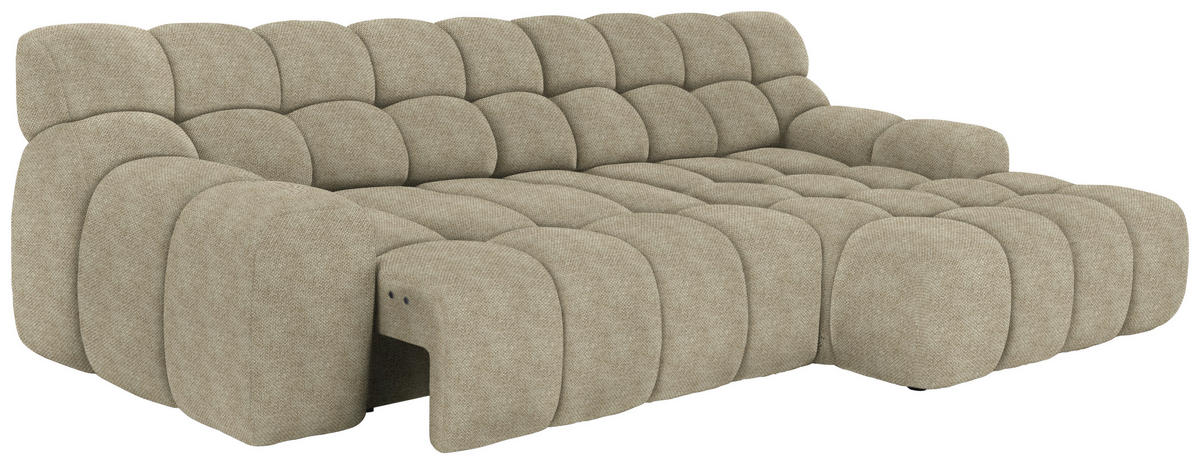 Ecksofa inkl. Funktion Beigebraun Webstoff  - Beigebraun/Schwarz, MODERN, Kunststoff/Textil (297/180cm) - Welnova