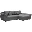 ECKSOFA Grau Flachgewebe  - Schwarz/Grau, Design, Kunststoff/Textil (278/175cm) - Xora