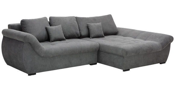 ECKSOFA Grau Flachgewebe - Schwarz/Grau, Design, Kunststoff/Textil (278/175cm) - Xora