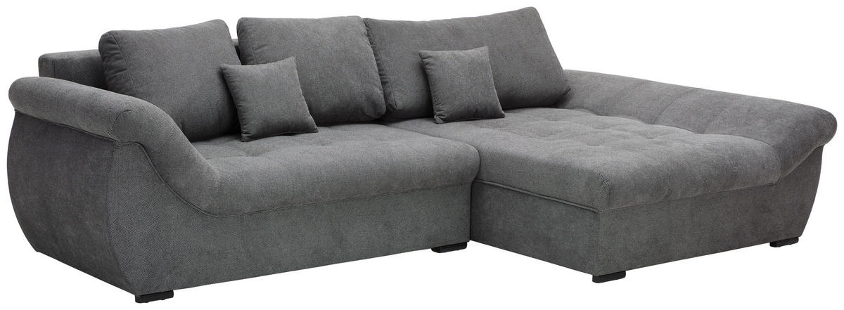 ECKSOFA Grau Flachgewebe  - Schwarz/Grau, Design, Kunststoff/Textil (278/175cm) - Xora